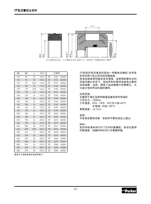 parker派克密封件标准ZP