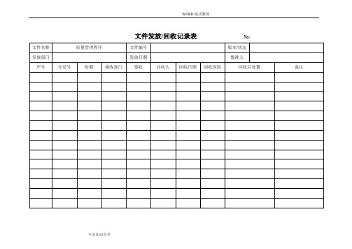 医疗器械经营企业记录文本表格[质量记录文本表格]