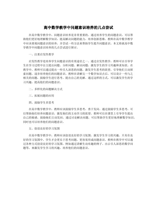 高中数学教学中问题意识培养的几点尝试