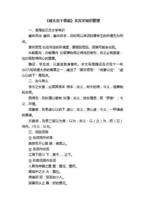 《谏太宗十思疏》文言文知识整理