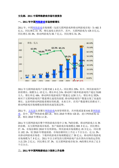 2011中国网络游戏市场年度报告