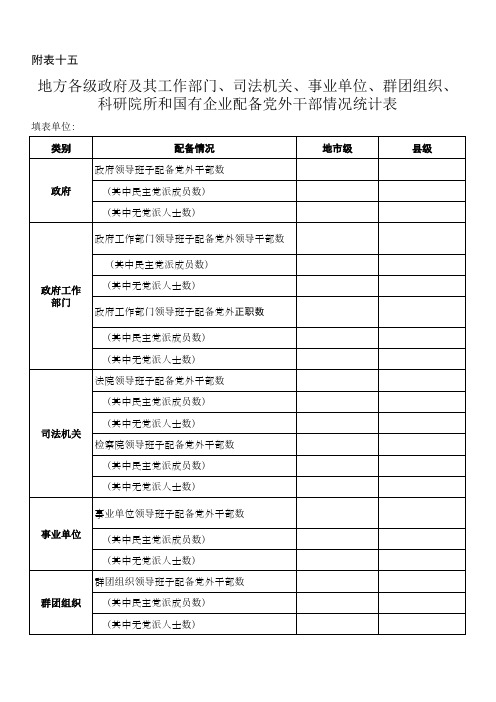 政府配备党外干部情况统计表