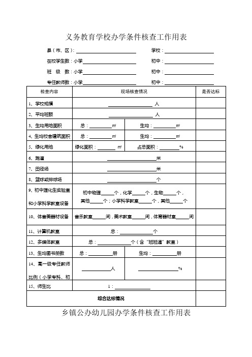 义务教育学校办学条件核查工作用表