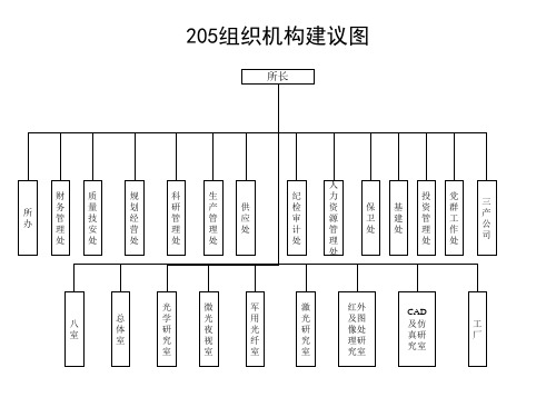 中国兵器工业第205研究所 组织机构建议图