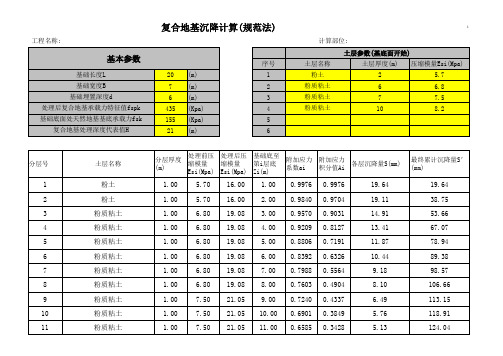 Excel复合地基沉降计算(规范2011)