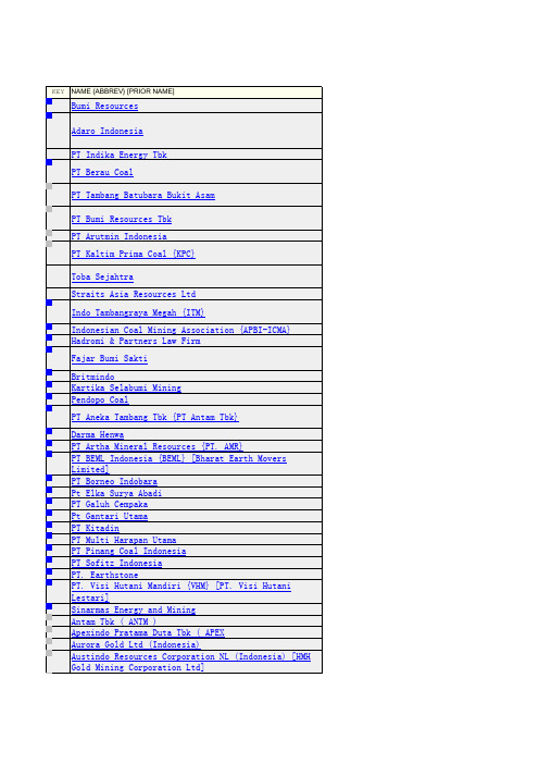 Companies and Organisations linked to Mining in Indonesia印度尼西亚部分矿业企业简介