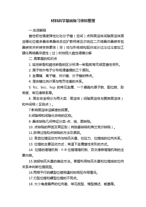 材料科学基础复习资料整理