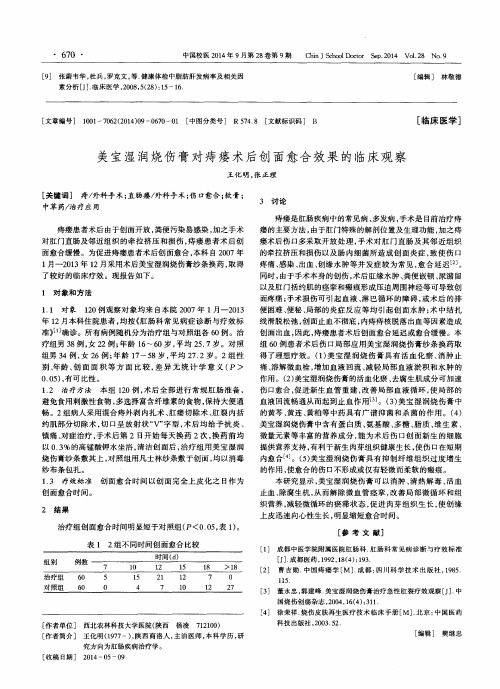 美宝湿润烧伤膏对痔瘘术后创面愈合效果的临床观察