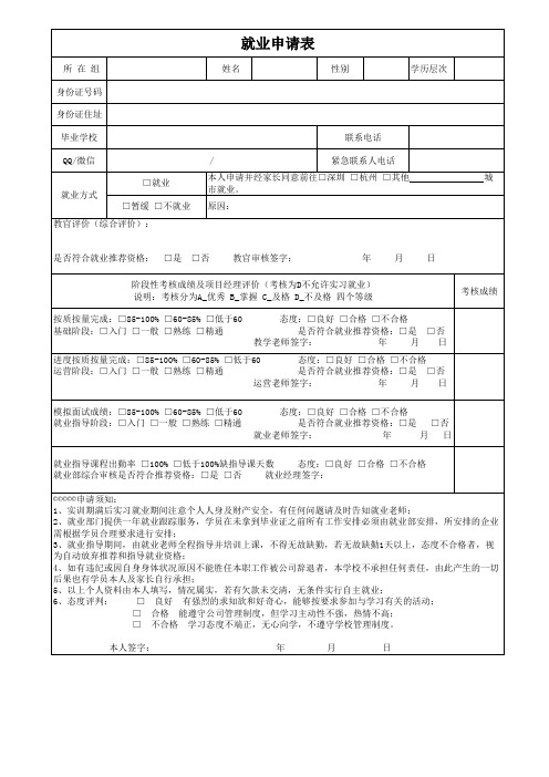 就业申请表-高职xls(最新)