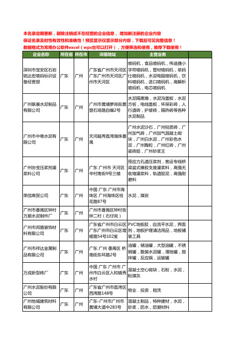 新版广东省广州水泥工商企业公司商家名录名单联系方式大全1168家