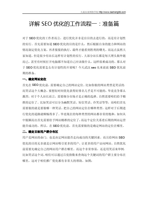 详解SEO优化的工作流程一:准备篇