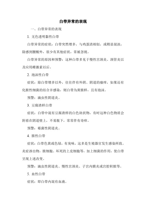 白带异常的表现
