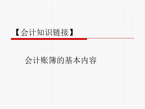 20 【会计知识链接】会计账簿的基本内容