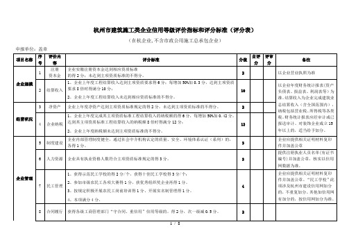 杭州建筑业信用评分表