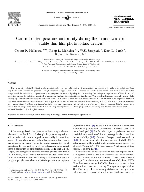 Control of temperature uniformity during the manufacture of stable thin-film photovoltaic devices