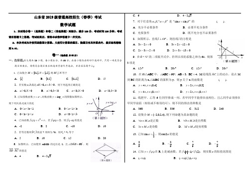 (完整word版)2019年山东省春季高考数学真题