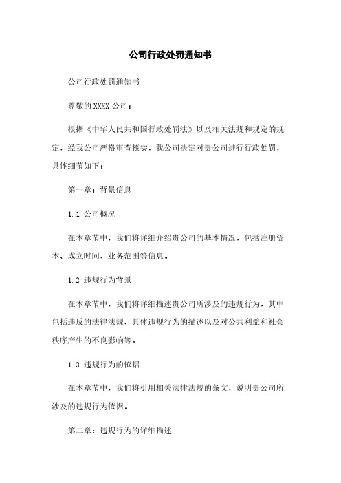 公司行政处罚通知书