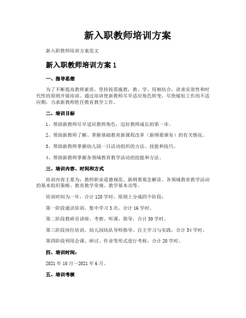 新入职教师培训方案