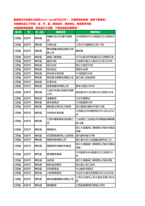 2020新版江西省吉安市泰和县家具有限公司工商企业公司商家名录名单黄页联系电话号码地址大全80家