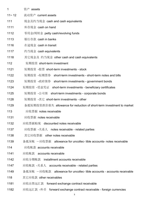 中英文对照的财务英语