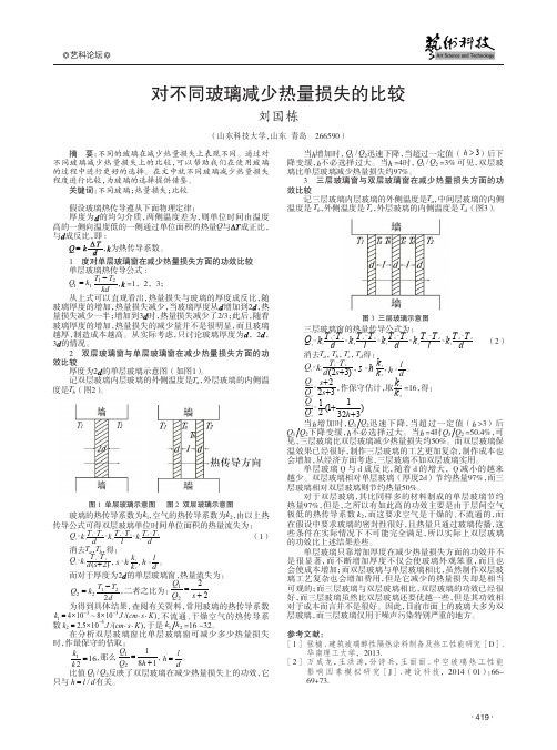 对不同玻璃减少热量损失的比较