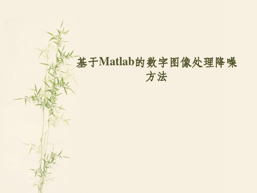 基于Matlab的数字图像处理降噪方法