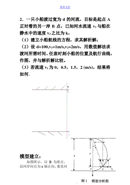 小船渡河——数学建模11