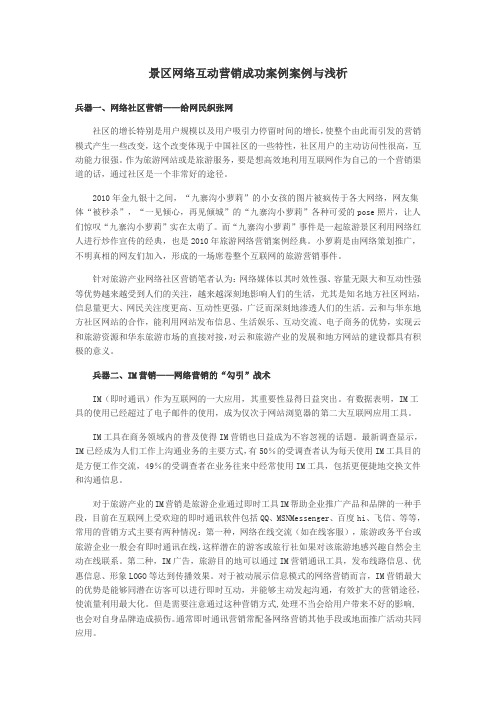 景区网络互动营销成功案例案例与浅析