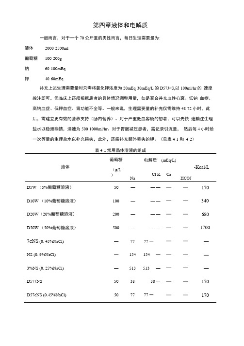 液体和电解质生理需要量