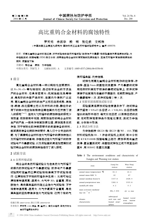 高比重钨合金材料的腐蚀特性