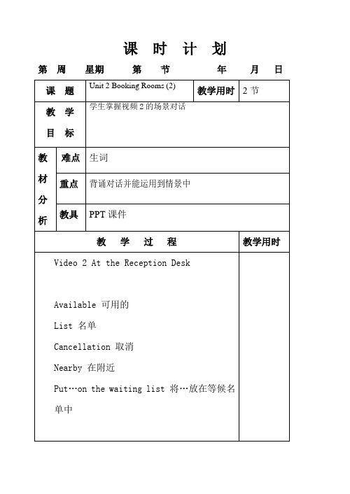 酒店英语Unit2-2电子教案