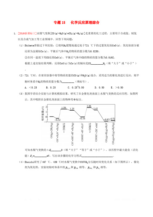 三年高考2017-2019高考化学真题分项汇编专题15化学反应原理综合含