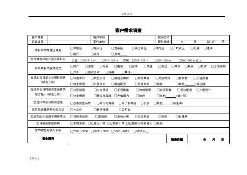 房地产销售常用表格大全