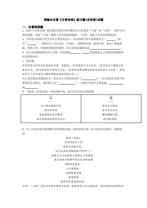 部编本名著《艾青诗选》练习题(含答案)试题