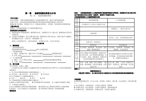 旅游资源的类型导学案