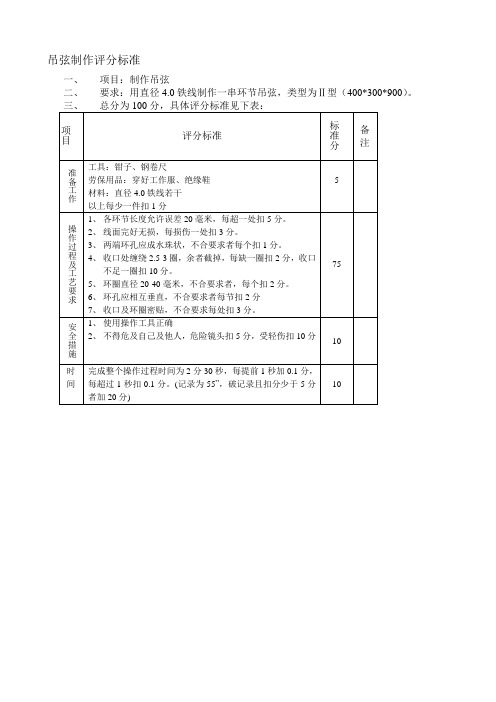 吊弦制作评分标准