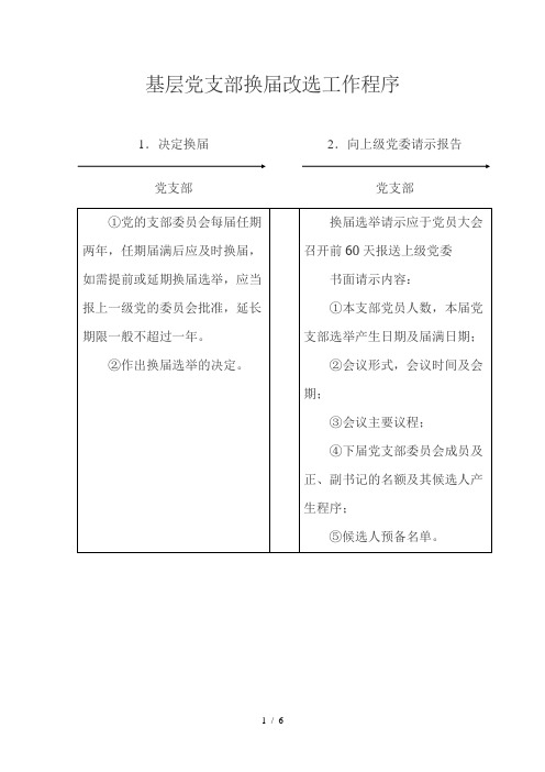 基层党支部换届改选工作程序