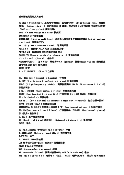 医疗器械类英语及其缩写