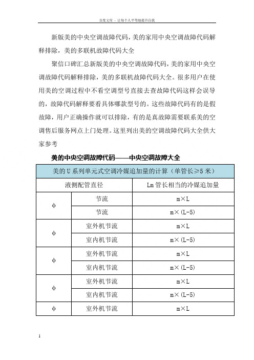 新版美中央空调故障代码美家用中央空调故障代码解释排除美多联机故障代码大全