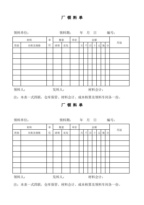 厂领料单模板