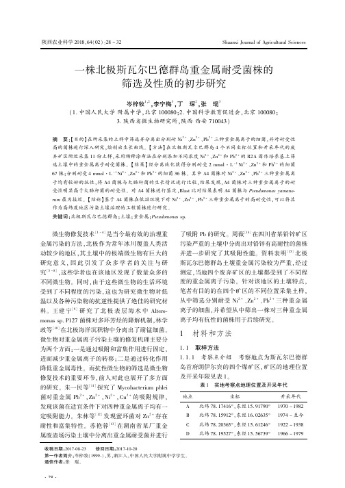 一株北极斯瓦尔巴德群岛重金属耐受菌株的筛选及性质的初步研究