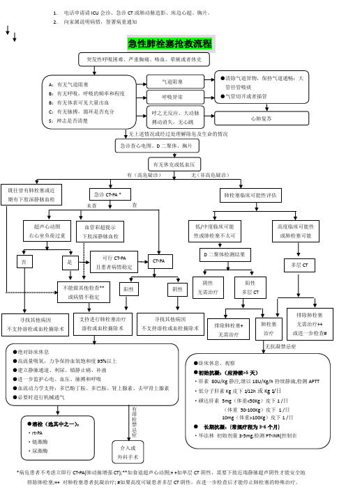 急性肺栓塞抢救流程