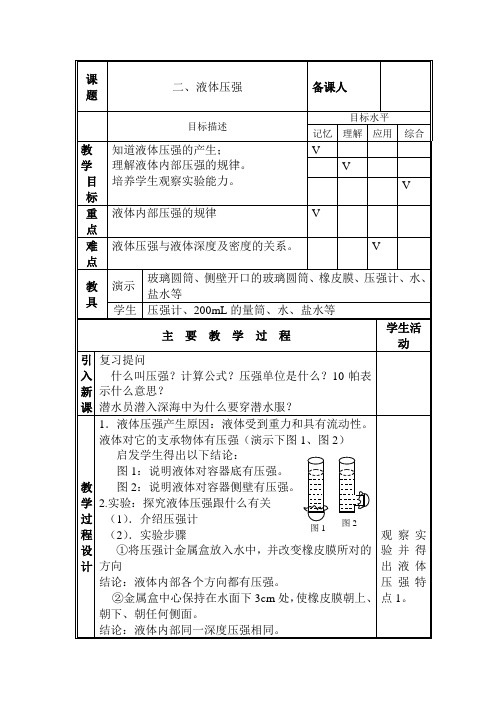 第十四章第二节液体压强教学案