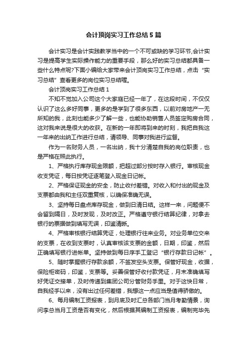 会计顶岗实习工作总结5篇