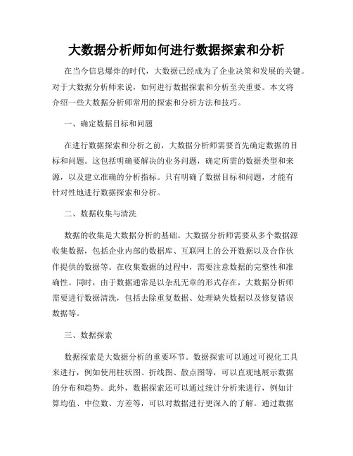 大数据分析师如何进行数据探索和分析