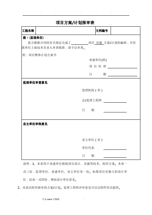 软件项目监理通用表