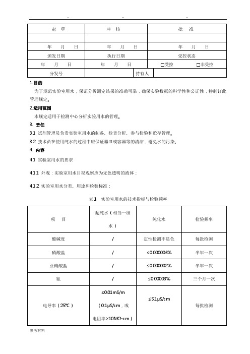 分析实验室用水检测作业指导书