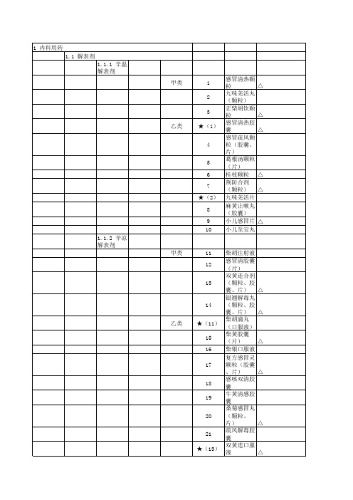 全国中成药Excel 医保目录工作表