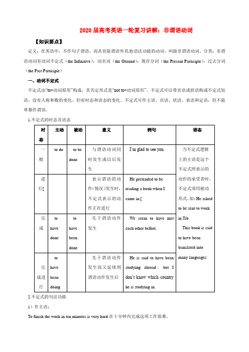 2020届高考英语一轮复习 非谓语动词讲解 精品