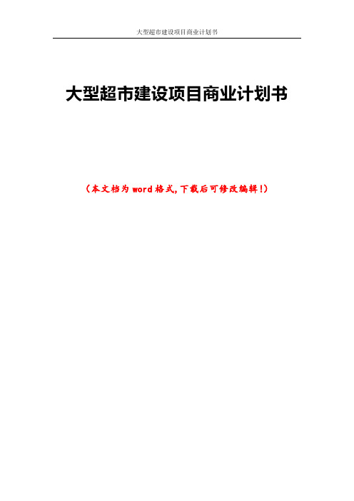 大型超市建设项目商业计划书